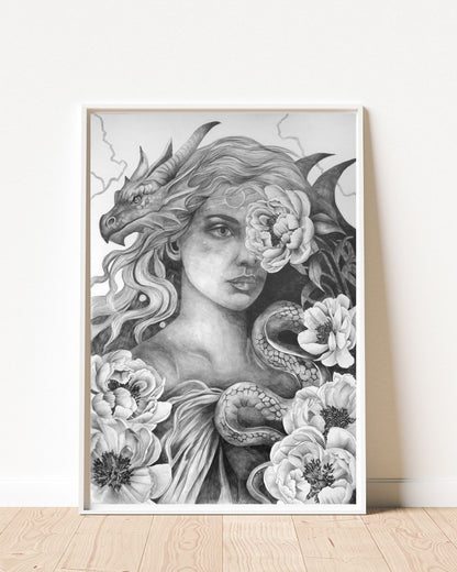 TIAMAT — Shadow Goddess Graphite Print