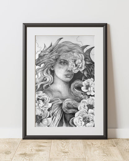TIAMAT — Shadow Goddess Graphite Print
